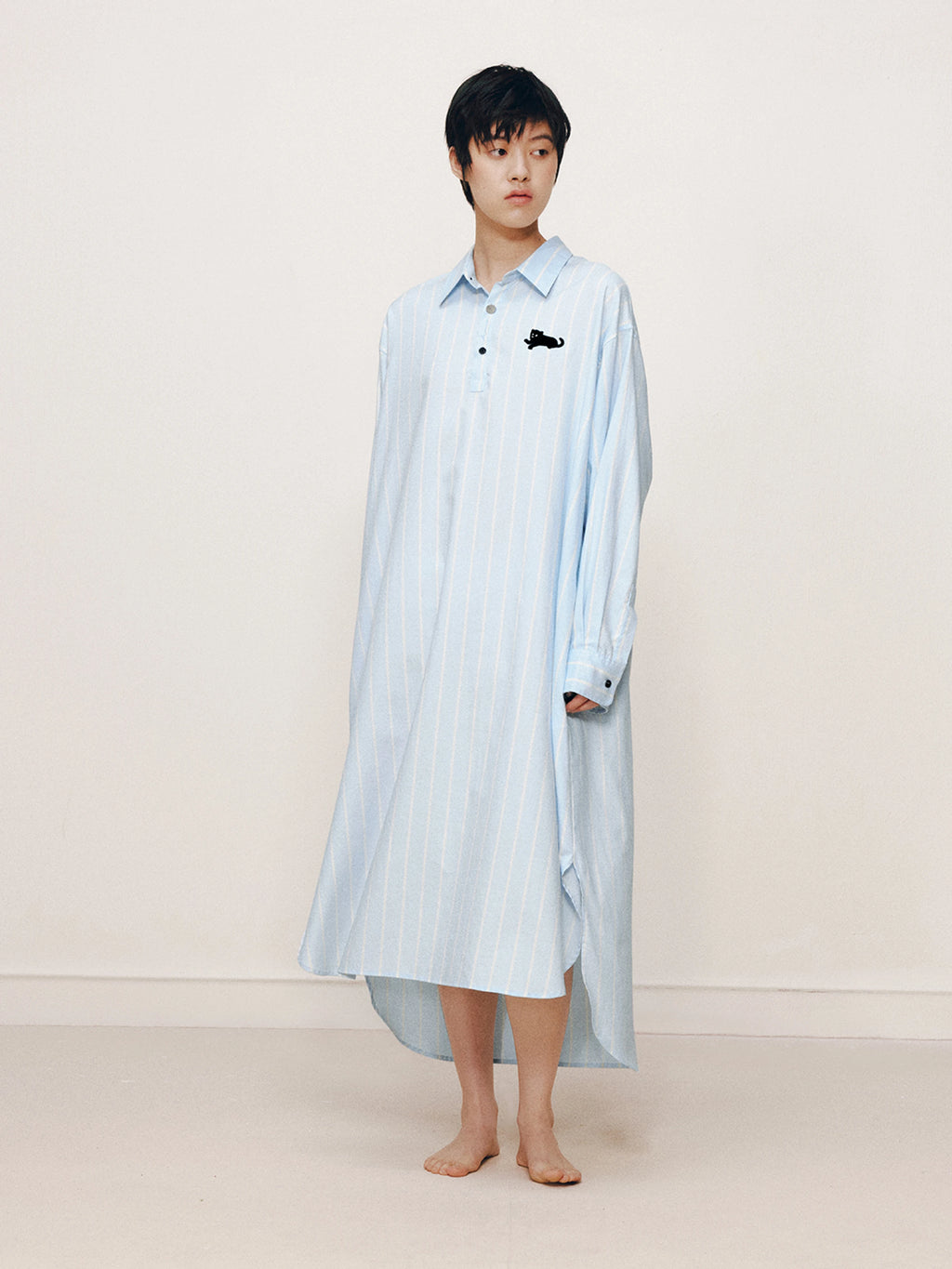 “Urban Jungle” Tencel Cotton Blend Nightgown Water Blue