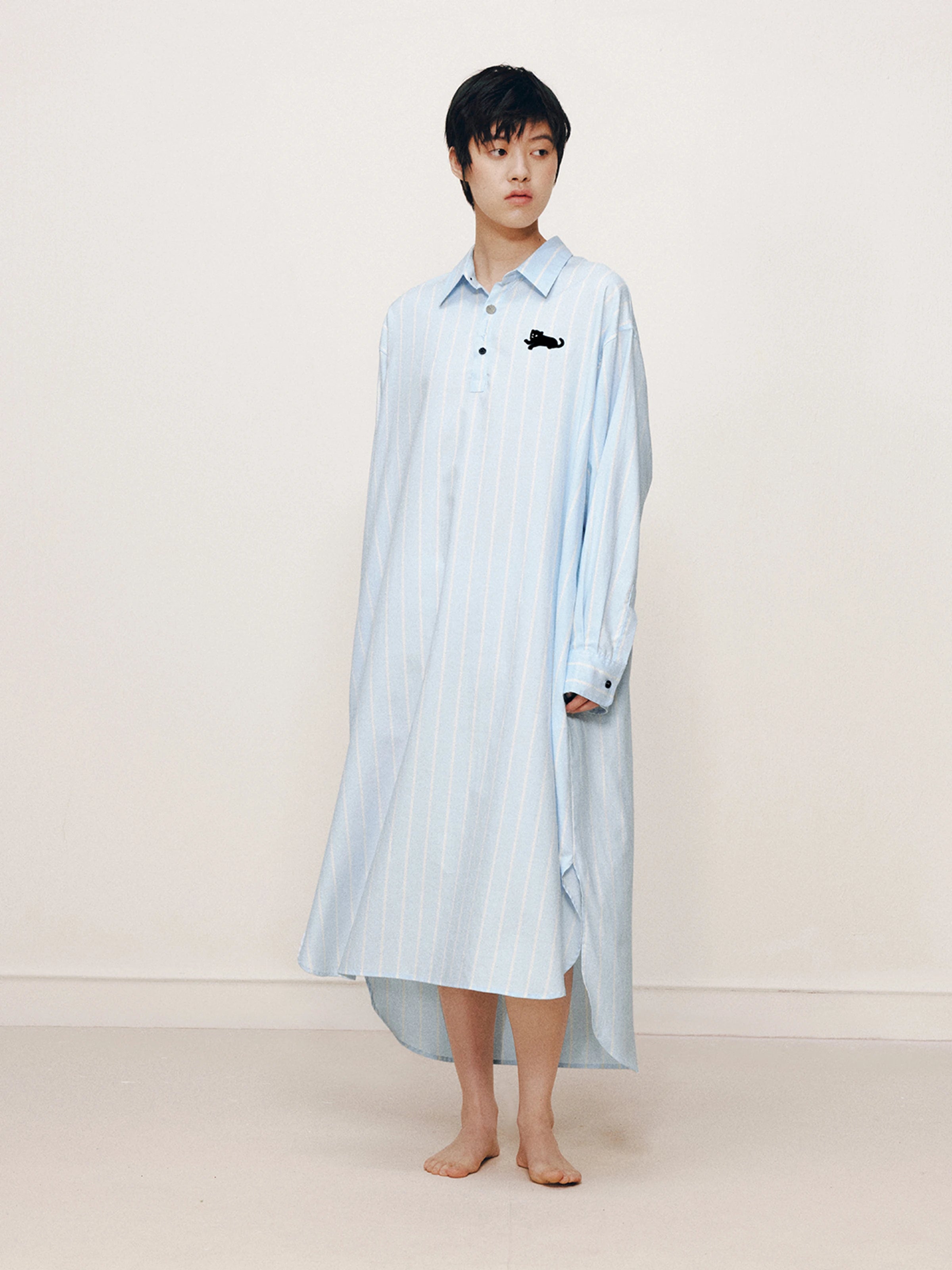 “Urban Jungle” Tencel Cotton Blend Nightgown Water Blue