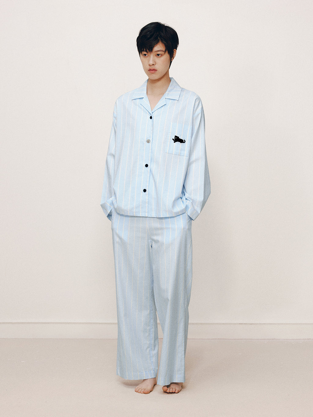 “Urban Jungle” Tencel Cotton Blend Loungewear Set Water Blue