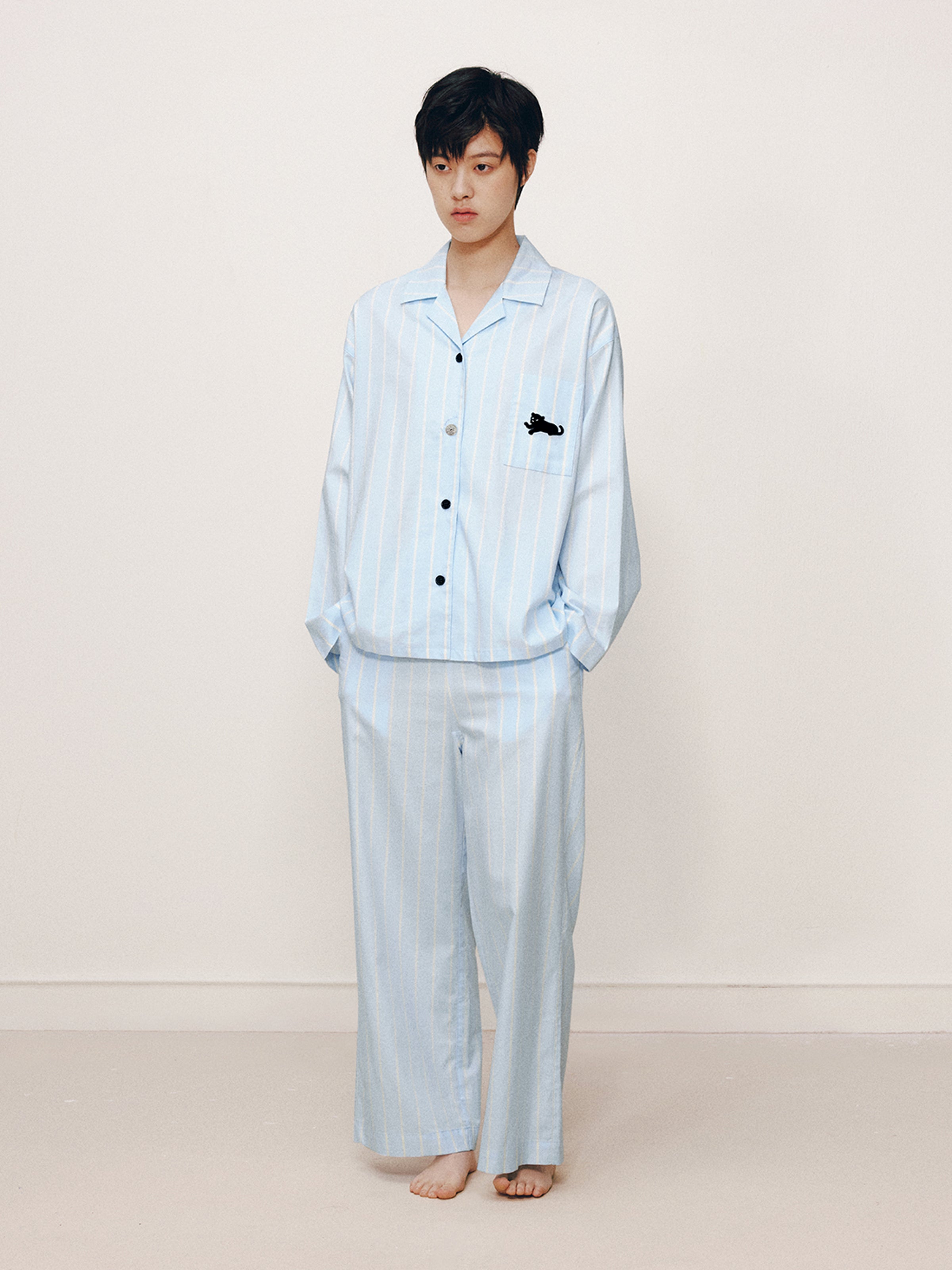 “Urban Jungle” Tencel Cotton Blend Loungewear Set Water Blue
