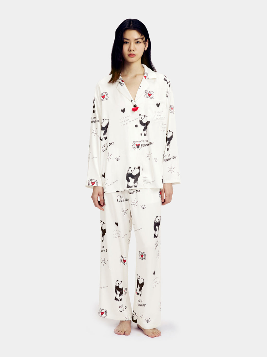 "Panda PomPom" Satin Loungewear Set – Flipped
