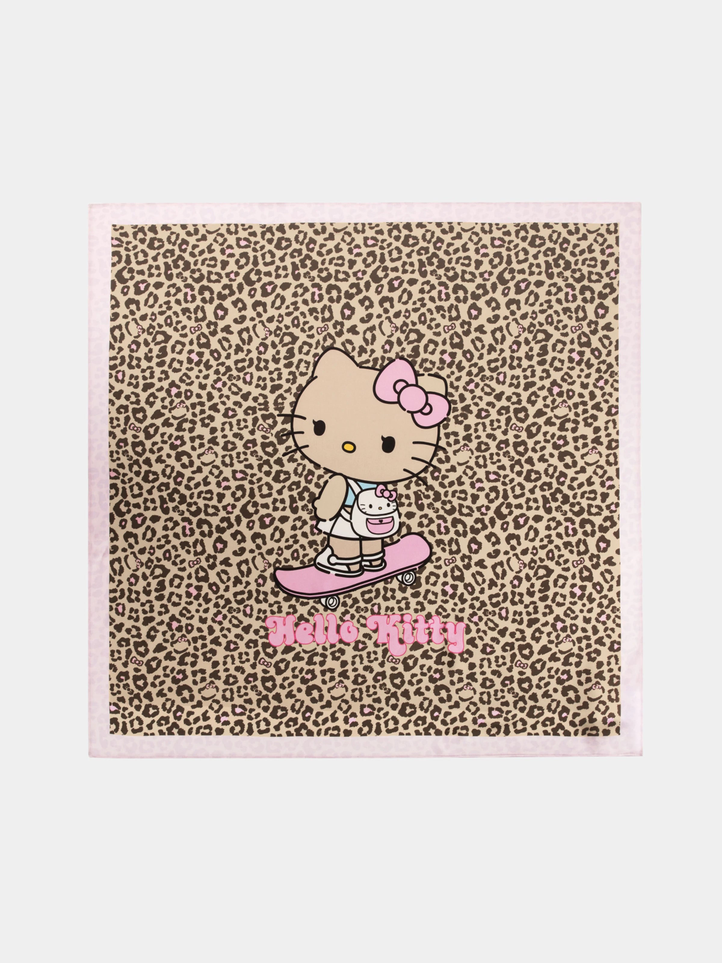 "Hello Kitty" Premium Heavy Mulberry Silk Square Scarf – Tanned Hello Kitty