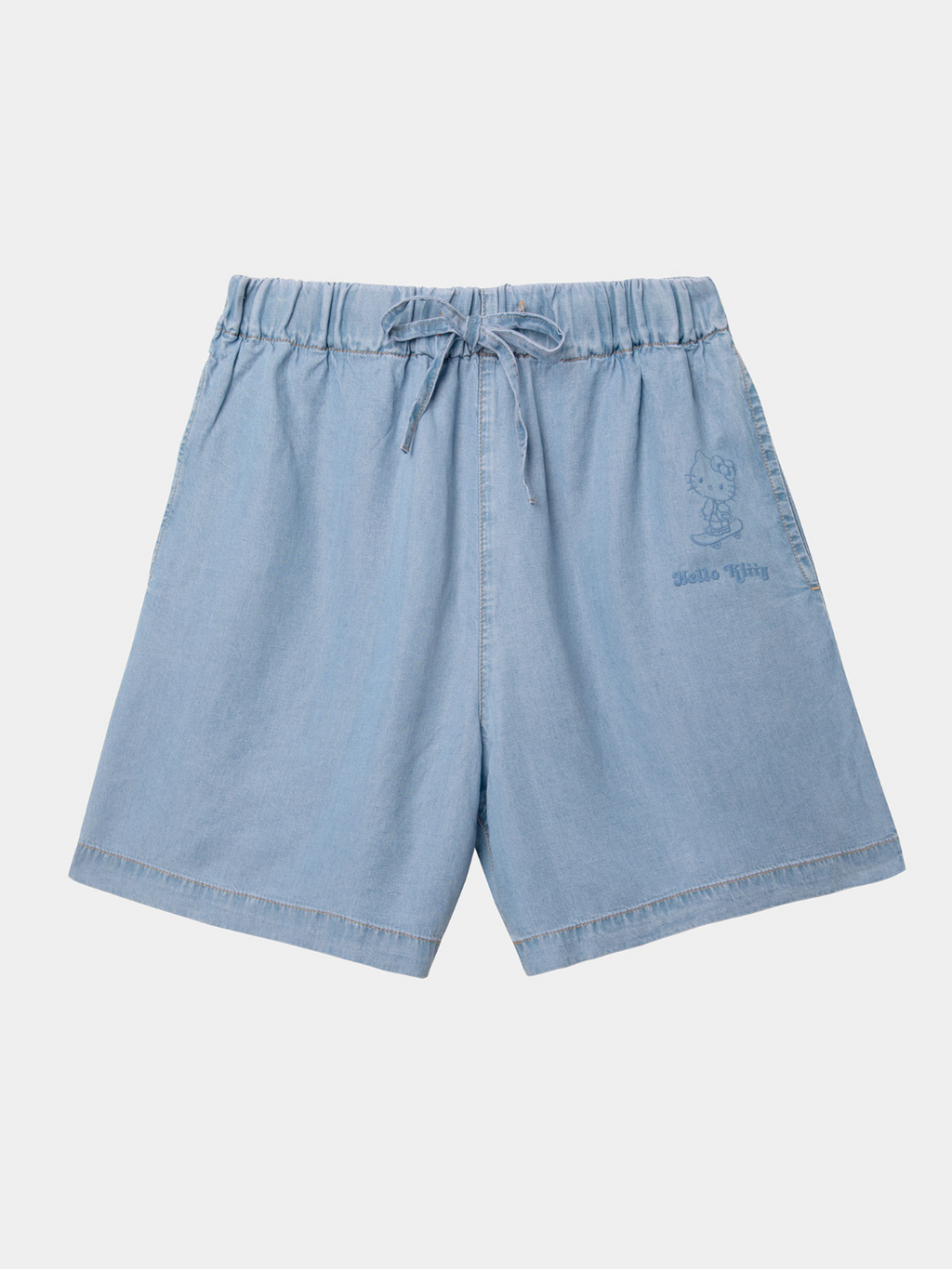 "Hello Kitty" Tencel Loungewear Shorts – Light Wash