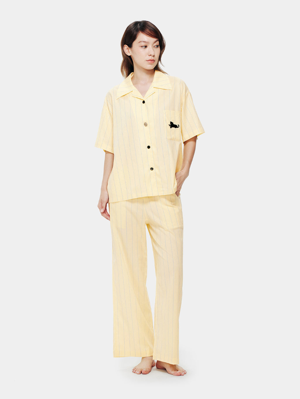 “Urban Jungle” Tencel Cotton Blend Short Sleeve And Pants Loungewear Set Dandelion Yellow