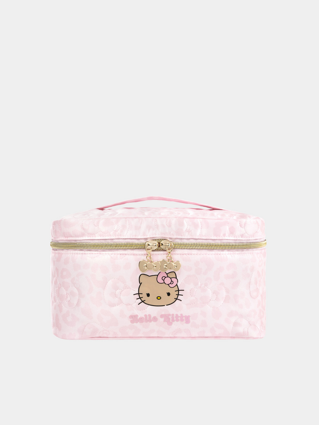 "Hello Kitty" Medium Quilted Travel Cosmetic Bag – Pink Leopard