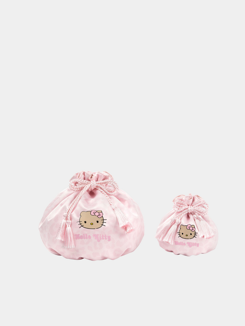 "Hello Kitty" Travel Drawstring Bag Set – Pink Leopard