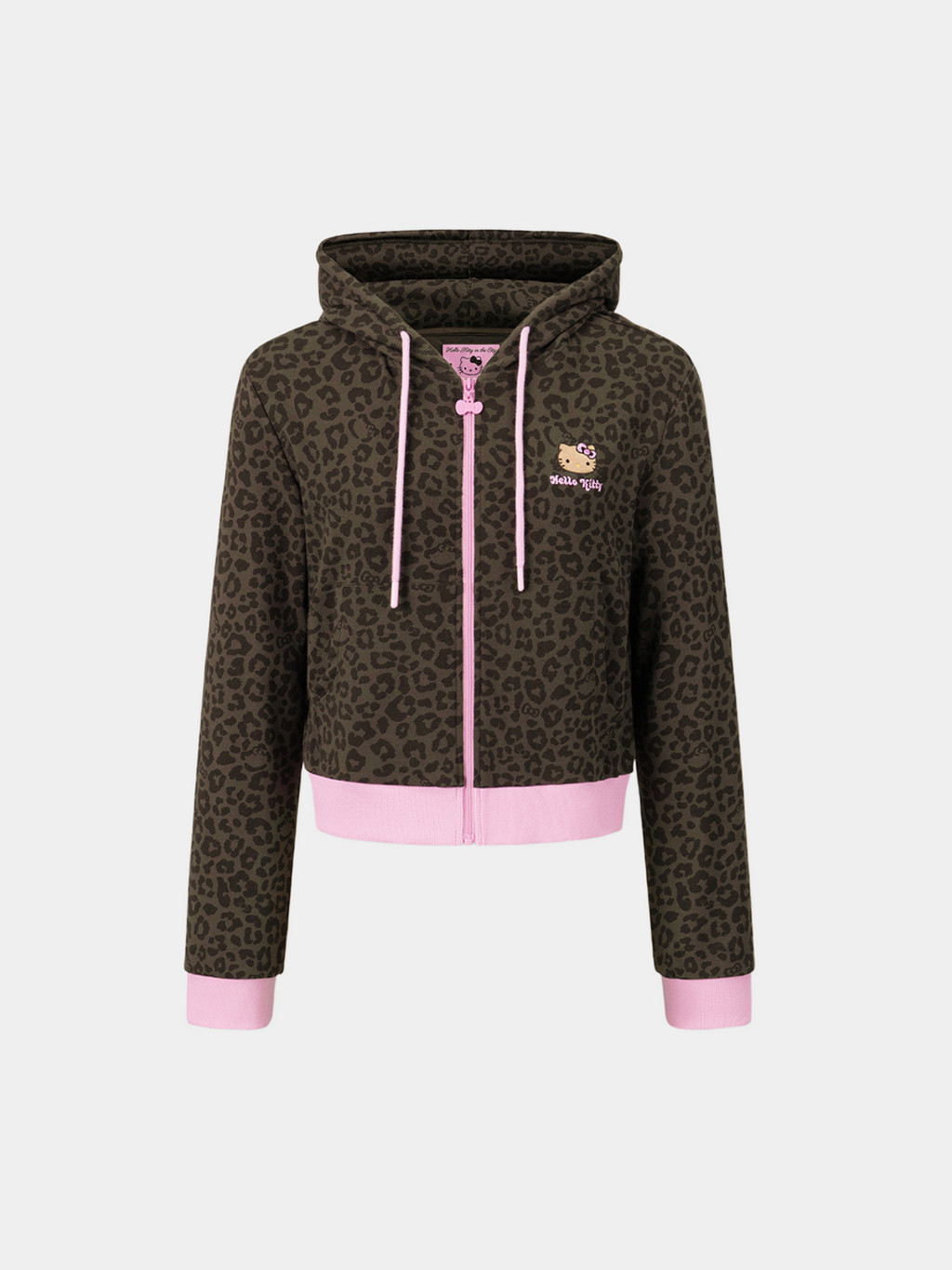 "Hello Kitty" Jersey Rib Jacquard Zip-Up Hoodie – Choco