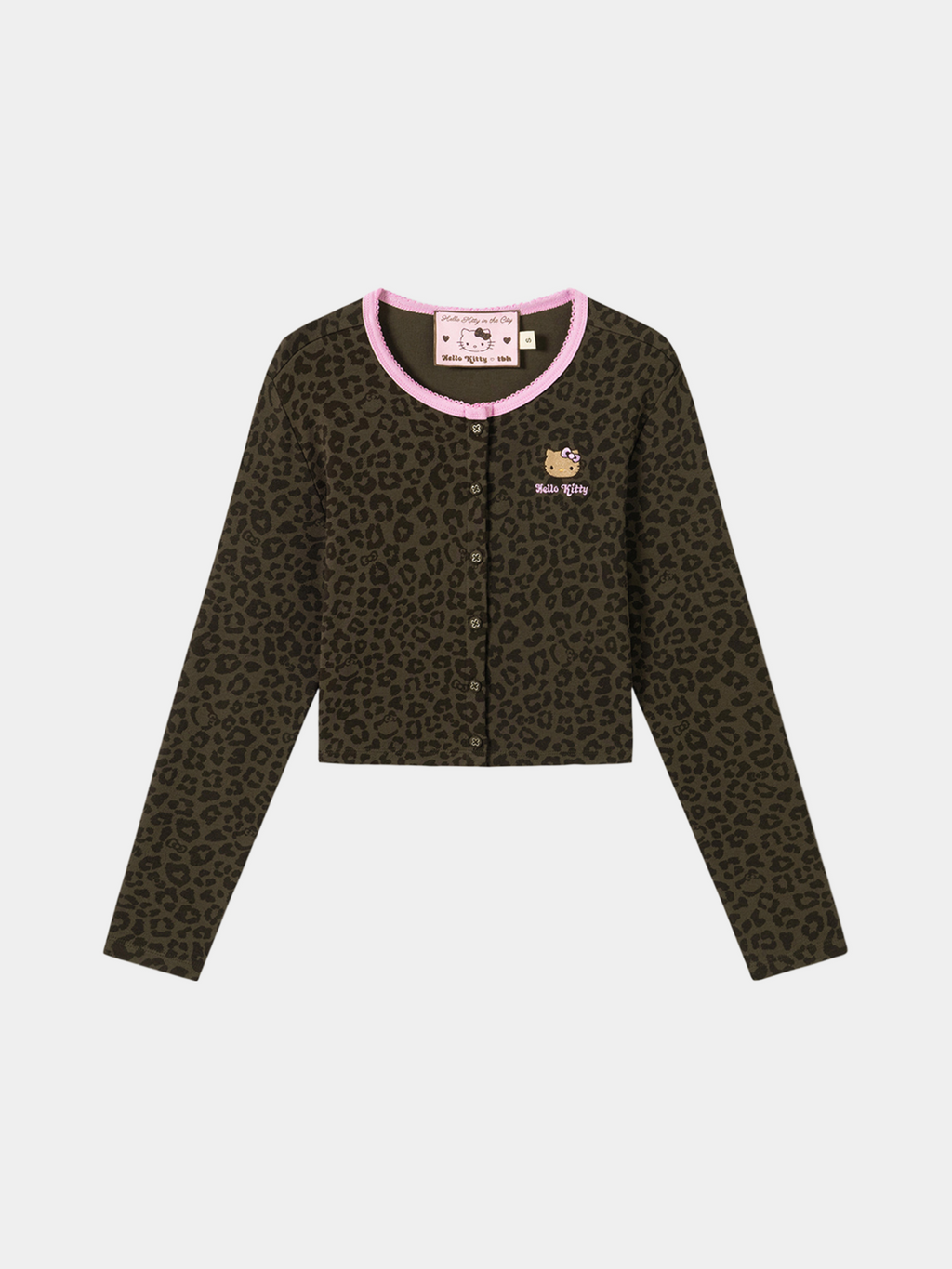 "Hello Kitty" Jersey Rib Jacquard Cardigan – Choco