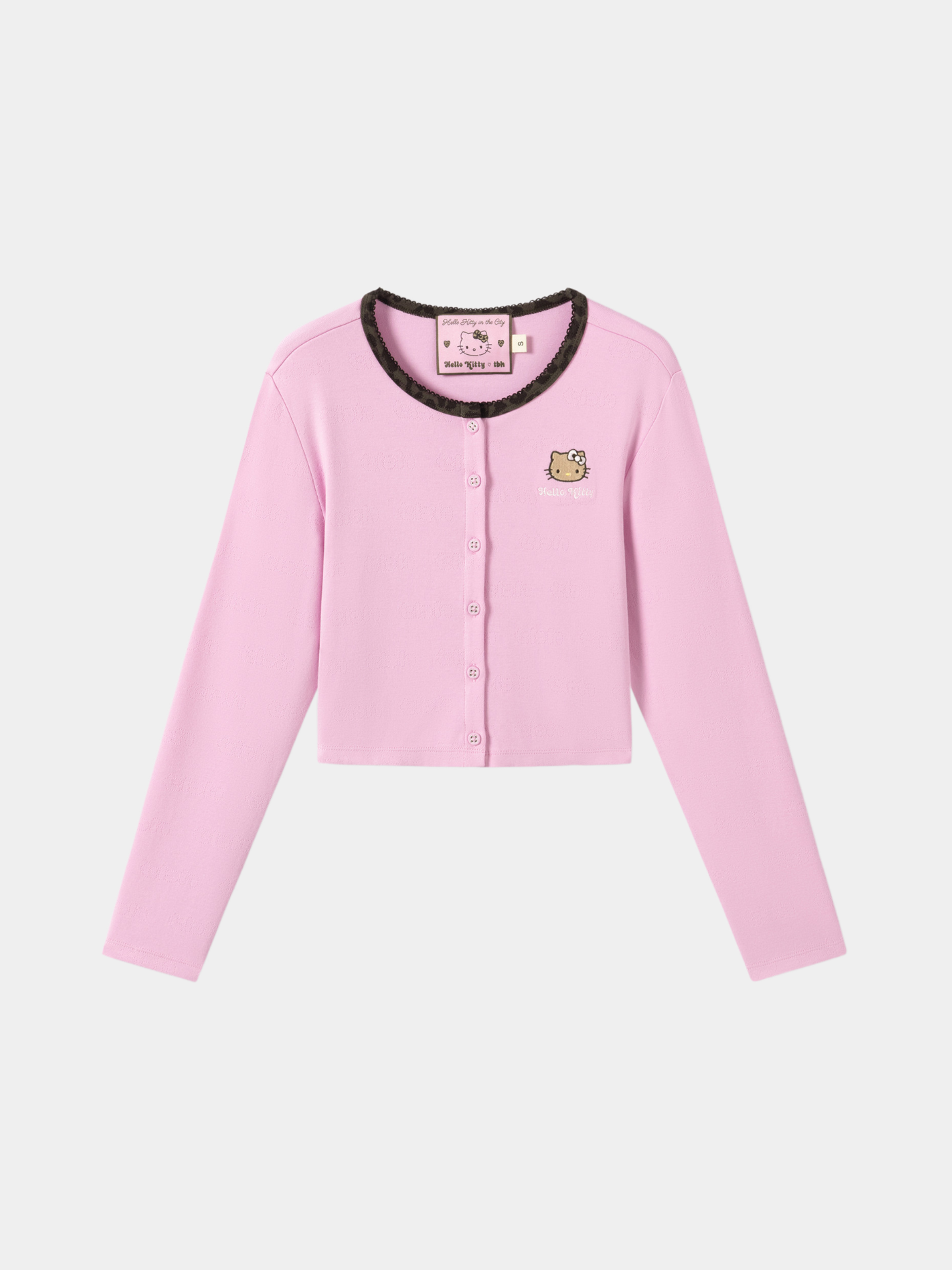 "Hello Kitty" Jersey Rib Jacquard Cardigan – Rapsberry