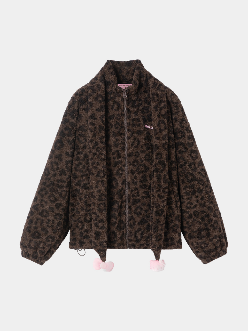 "Hello Kitty" Polar Fleece Standing Collar Loungewear Top – Choco