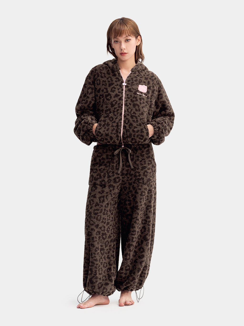 "Hello Kitty" Polar Fleece Hoodie Loungewear Set – Choco