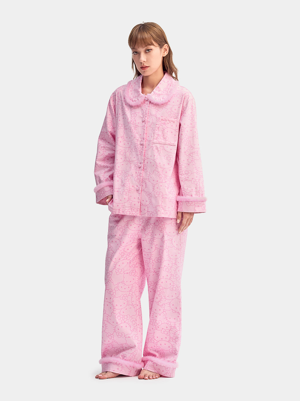 "Hello Kitty" Cotton Flannel Loungewear Set – Hello Kitty Pattern