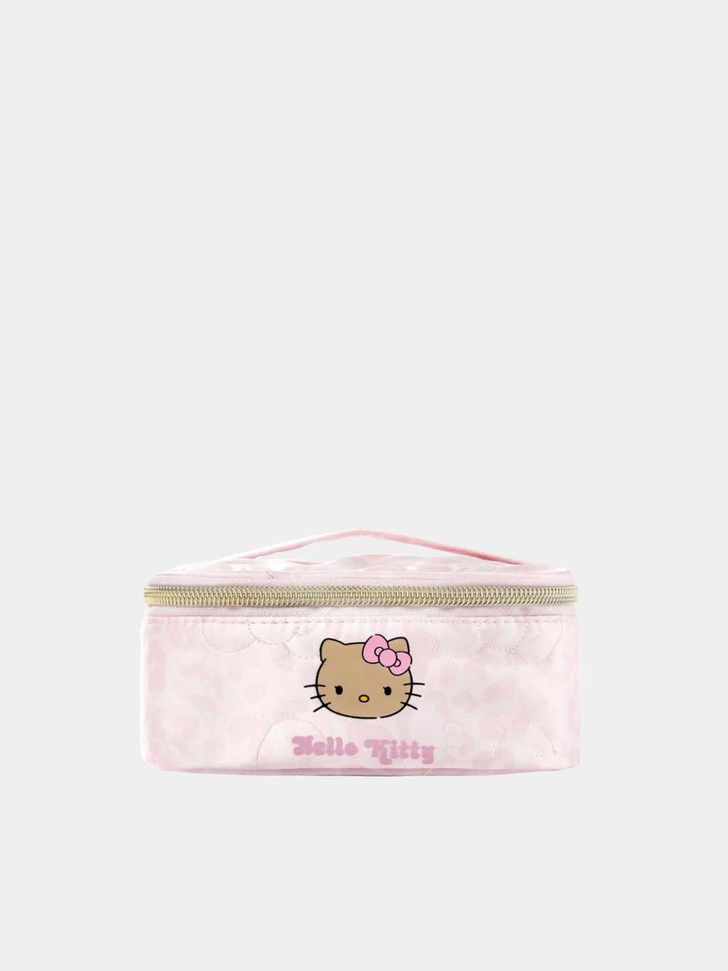 "Hello Kitty" Small Hello Kitty Quilted Travel Cosmetic Bag – Pink Leopard
