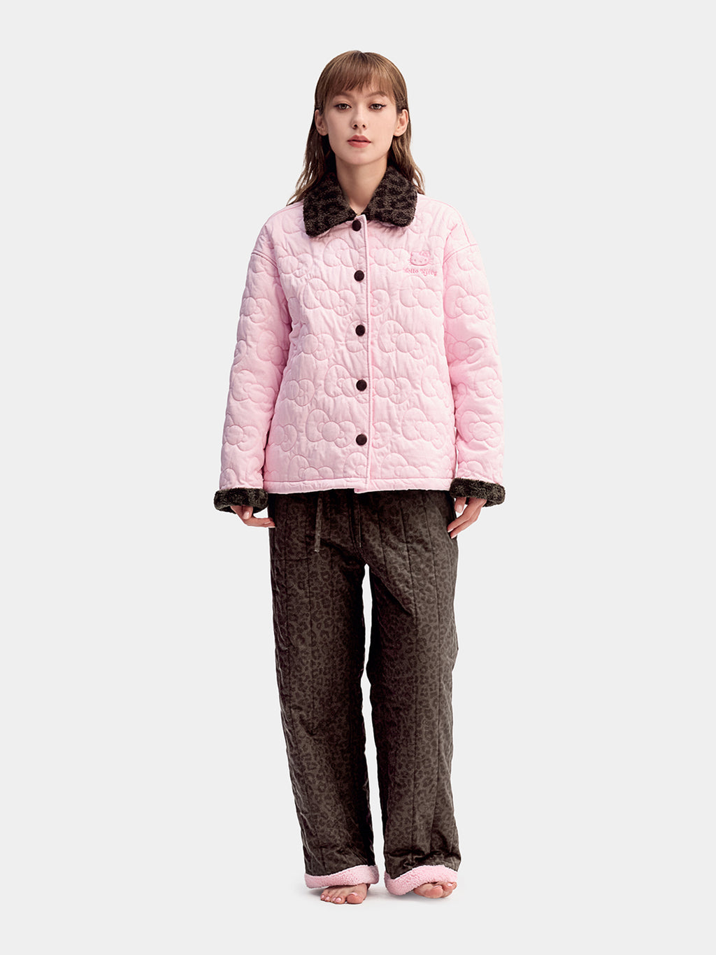 "Hello Kitty" Quilted Loungewear – Choco Pink