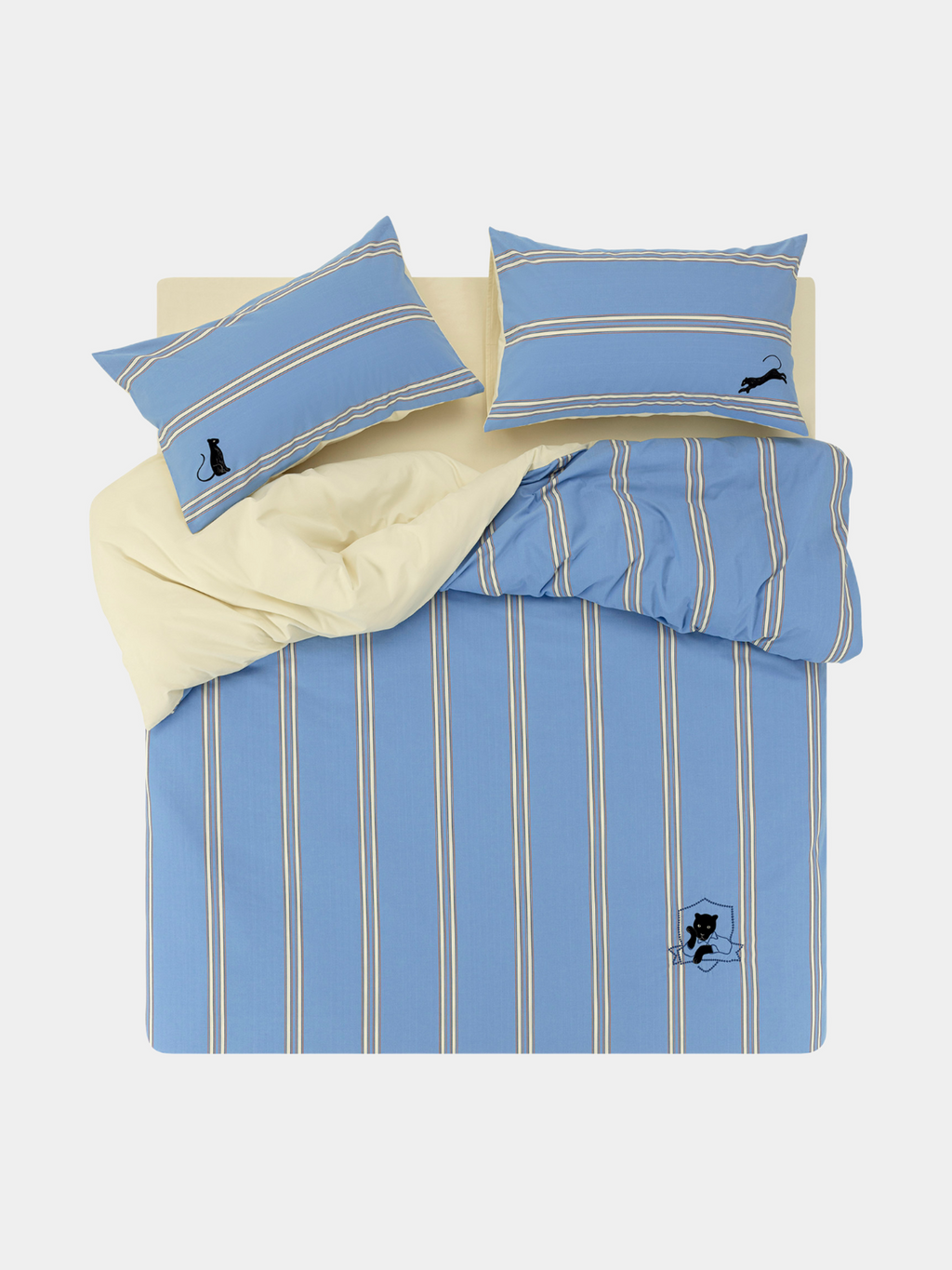 "Urban Jungle" Black Panther Yarn-Dyed Cotton Bedding Set – Blue