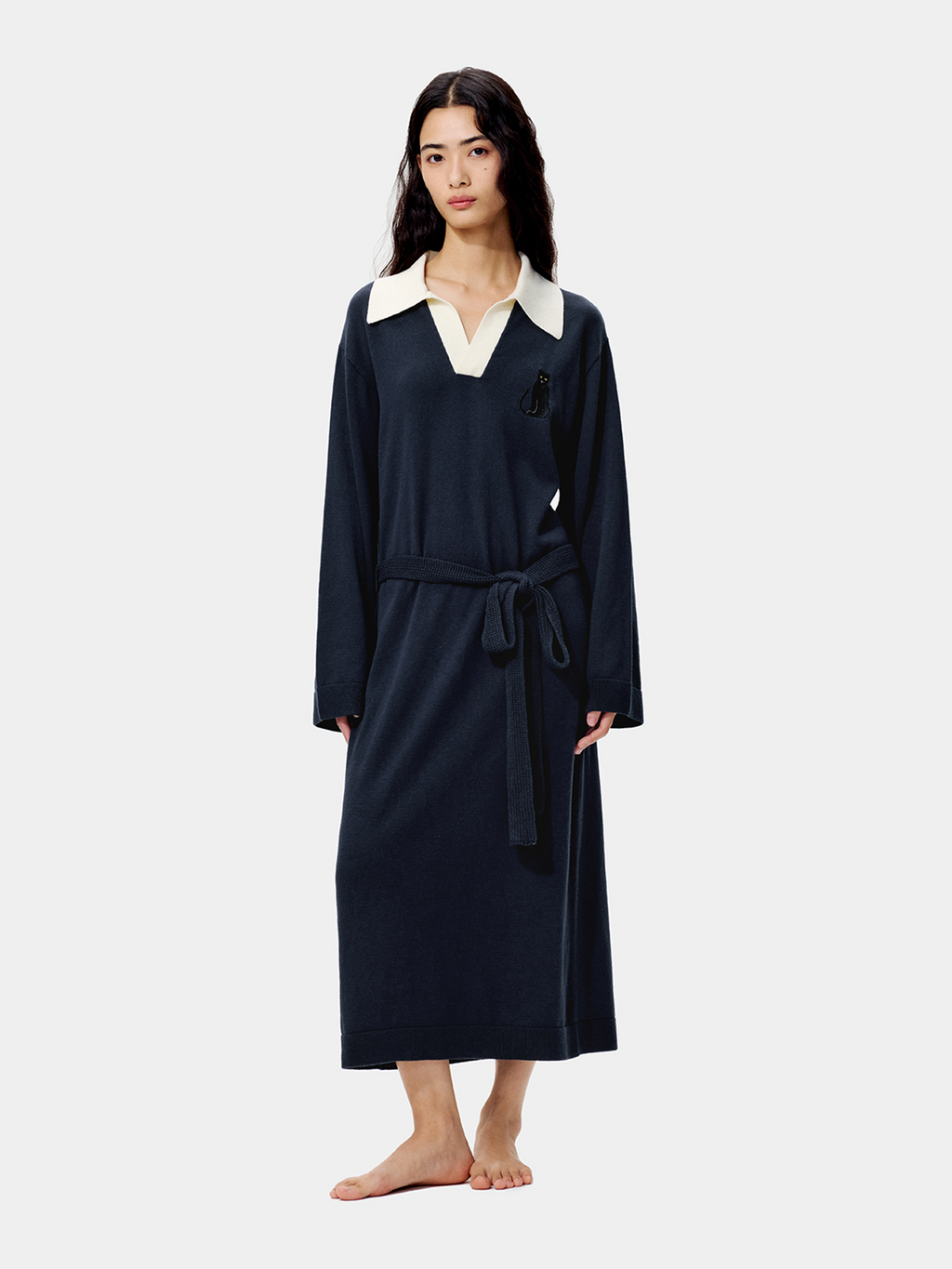 "Urban Jungle" Havey Knit Pullover Robe Night Blue
