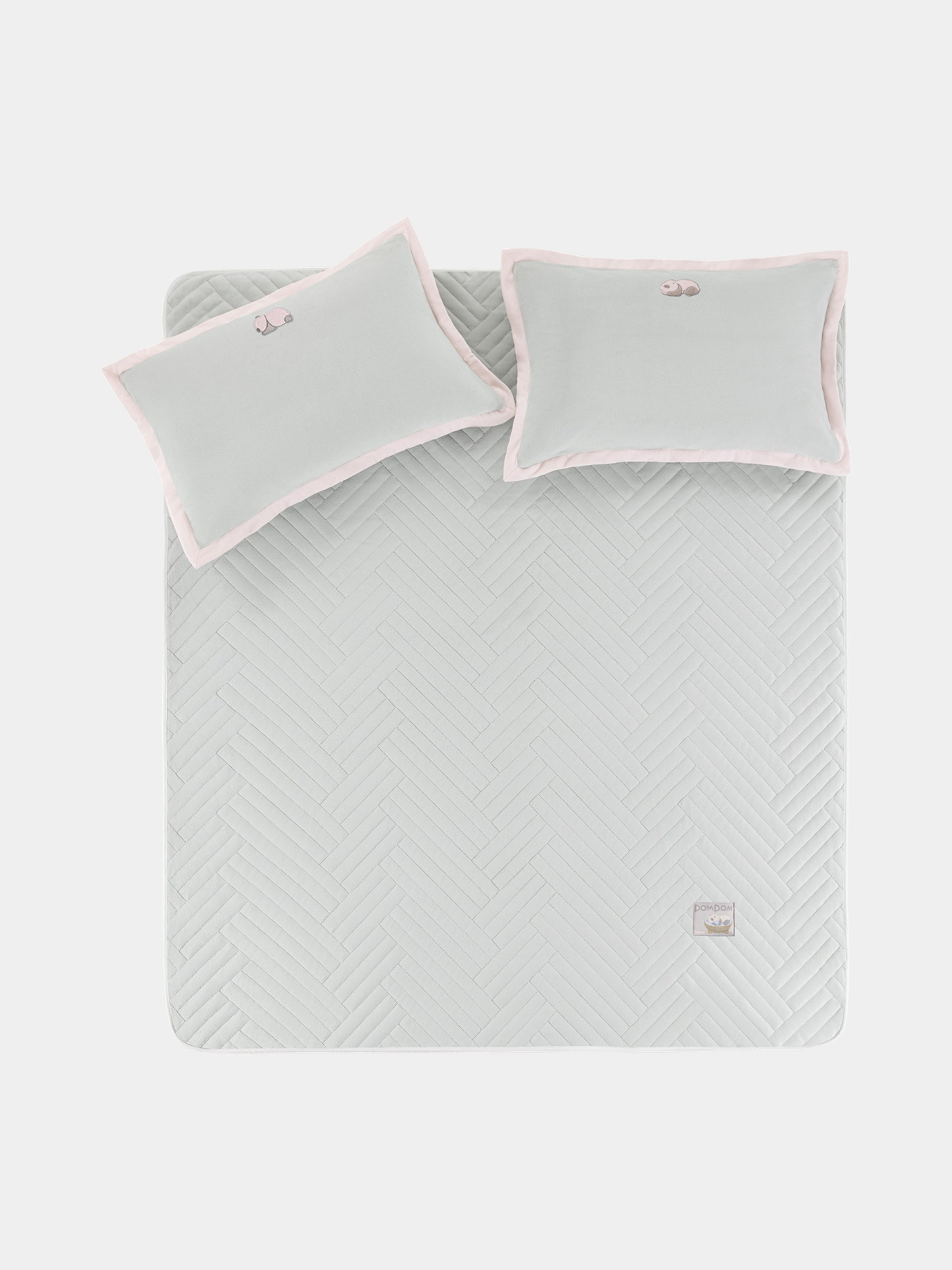 "Panda PomPom" Micro Flannel Mattress Protector Set