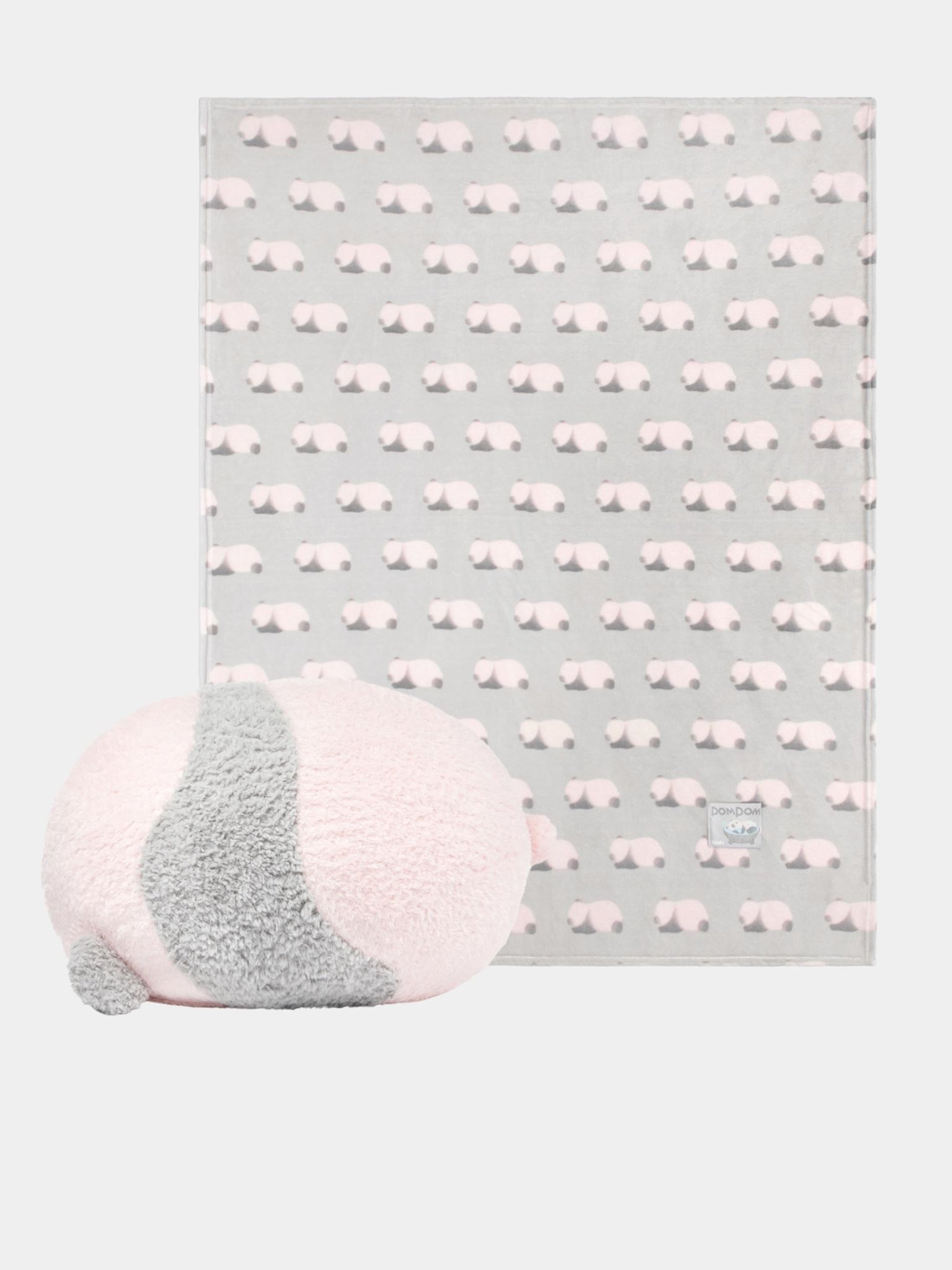 "Panda PomPom" Cushion & Flannel Throw sets SleepyPOM