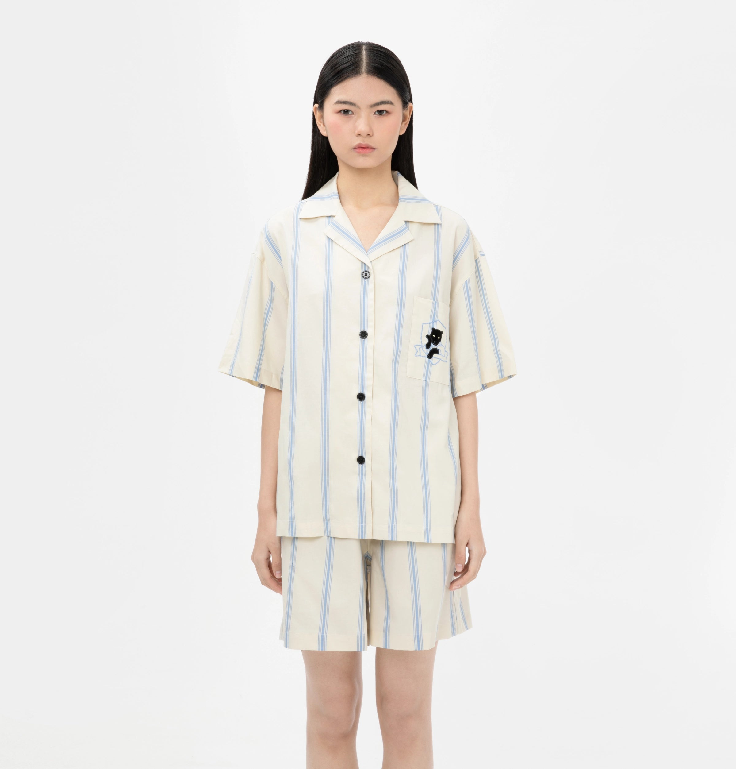 “Urban Jungle” Tencel Cotton Blend Short Sleeve Loungewear Set White