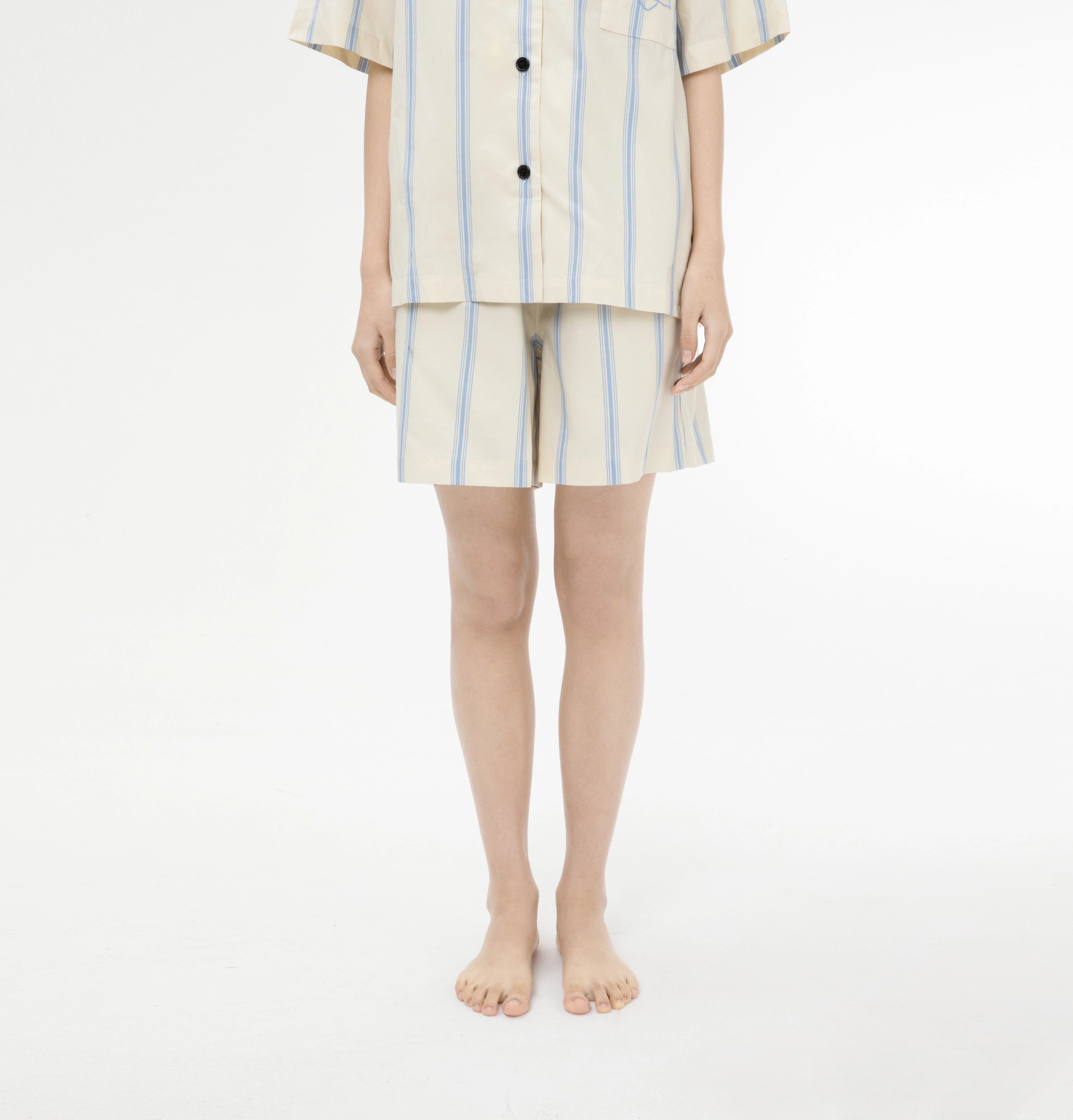 “Urban Jungle” Tencel Cotton Blend Short Sleeve Loungewear Set White