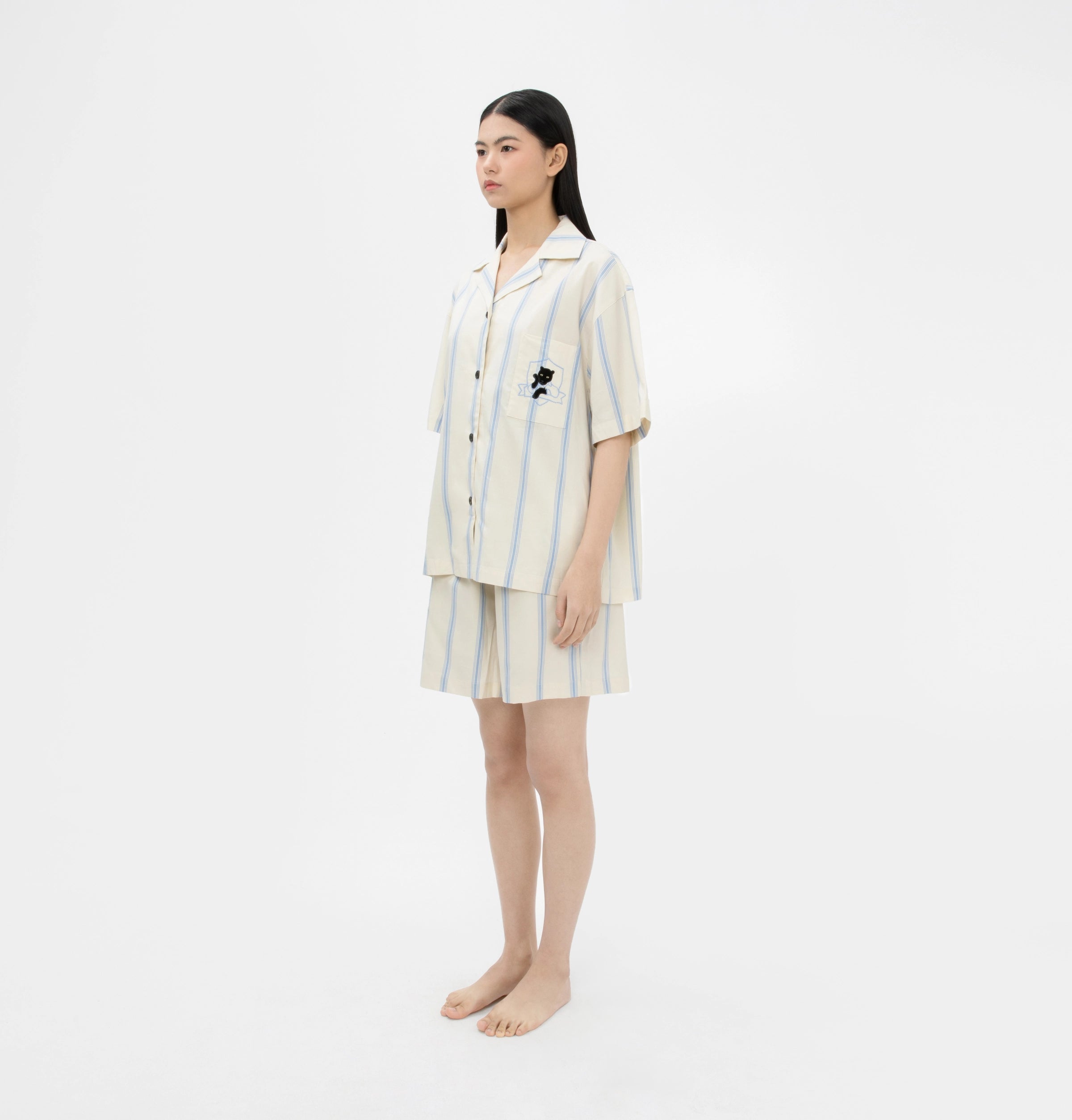 “Urban Jungle” Tencel Cotton Blend Short Sleeve Loungewear Set White