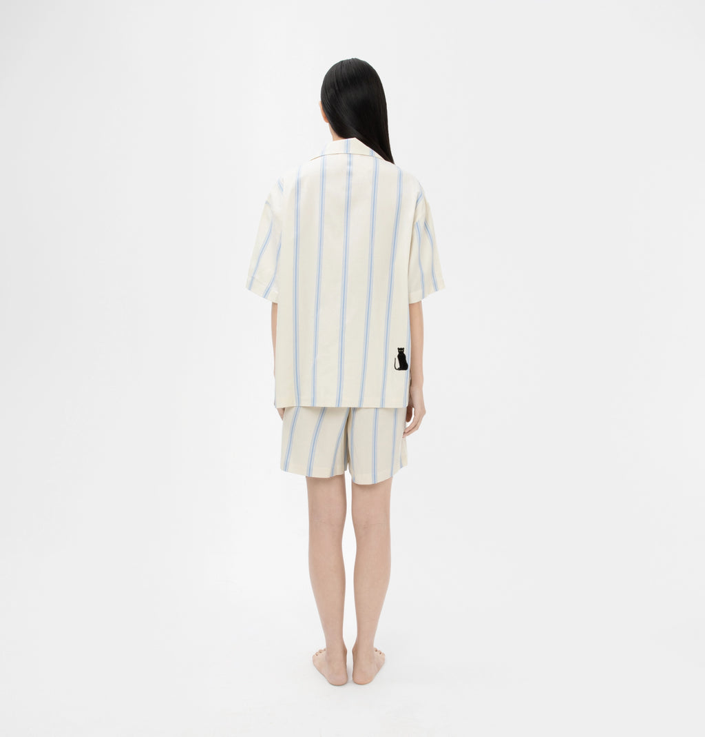 “Urban Jungle” Tencel Cotton Blend Short Sleeve Loungewear Set White