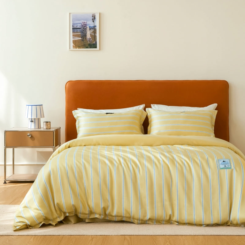 "Urban Jungle" Black panther Tencel Bedding Set – Dandelion Yellow