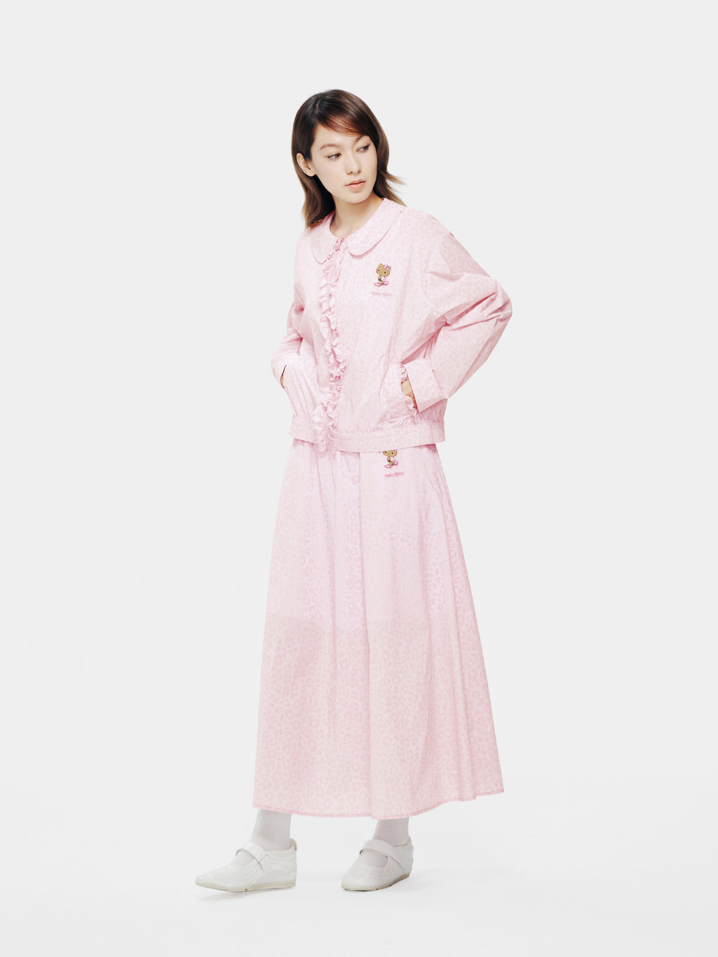 "Hello Kitty" Sun-Protective Outdoor Skirt – Pink Leopard