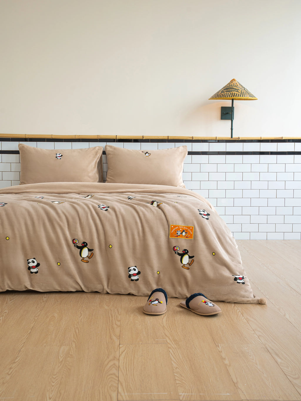 PIN!POM! Flannel Bedding Set – Brown