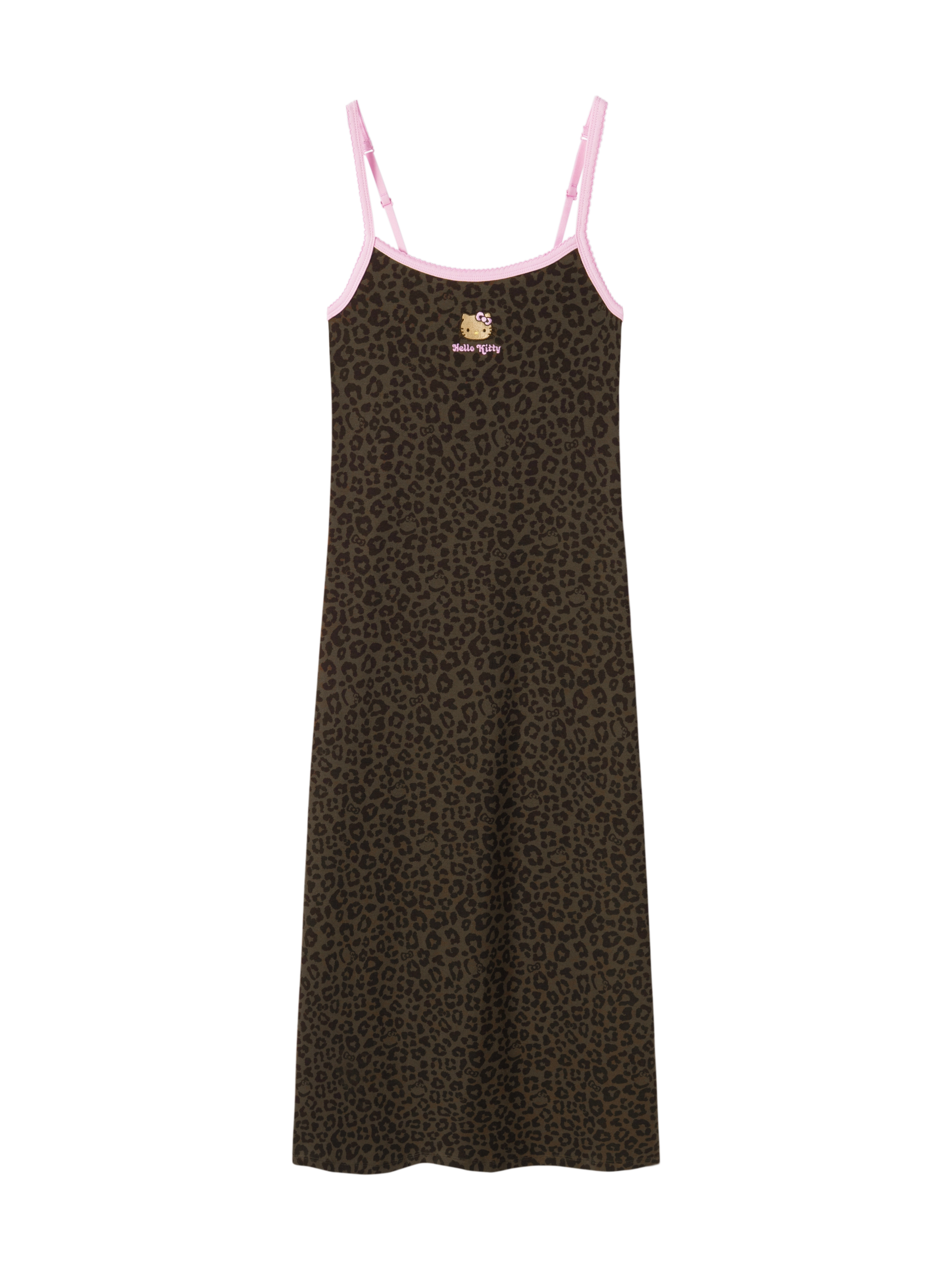 "Hello Kitty" Jersey Rib Jacquard Spaghetti Strap Nightgown – Choco