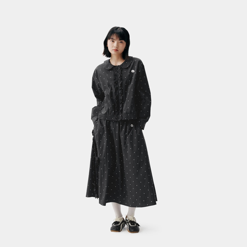 "Panda PomPom" Sun-pretective Outdoor Jacket Black Polka Dot