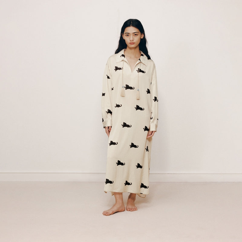 Urban Jungle Satin Nightgown Camel