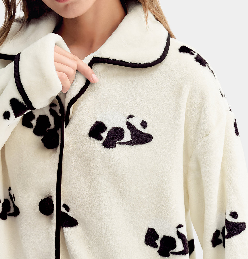“Panda PomPom” Flannel Loungewear Set