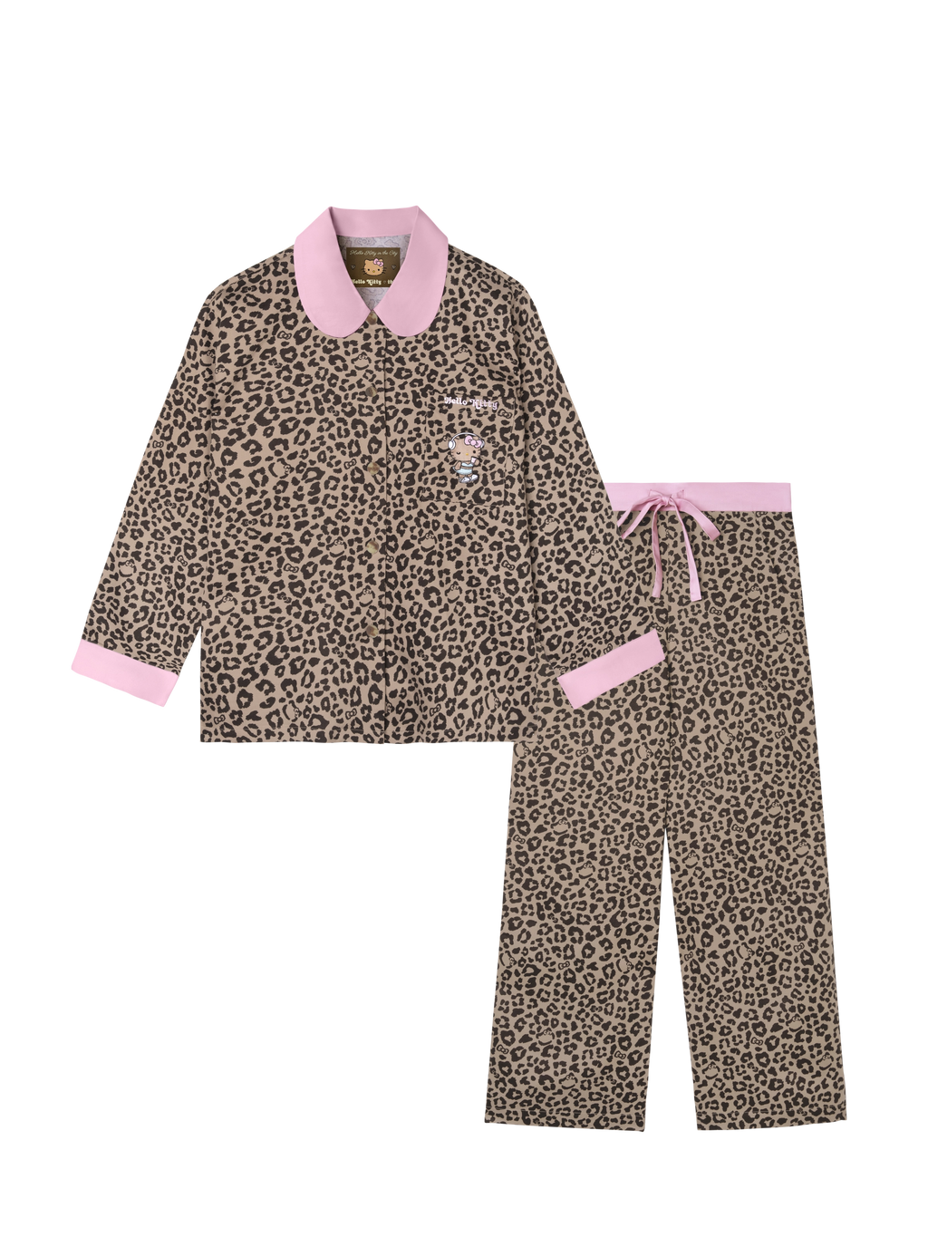 "Hello Kitty" Tencel Cotton Blend Loungewear Set – Leopard