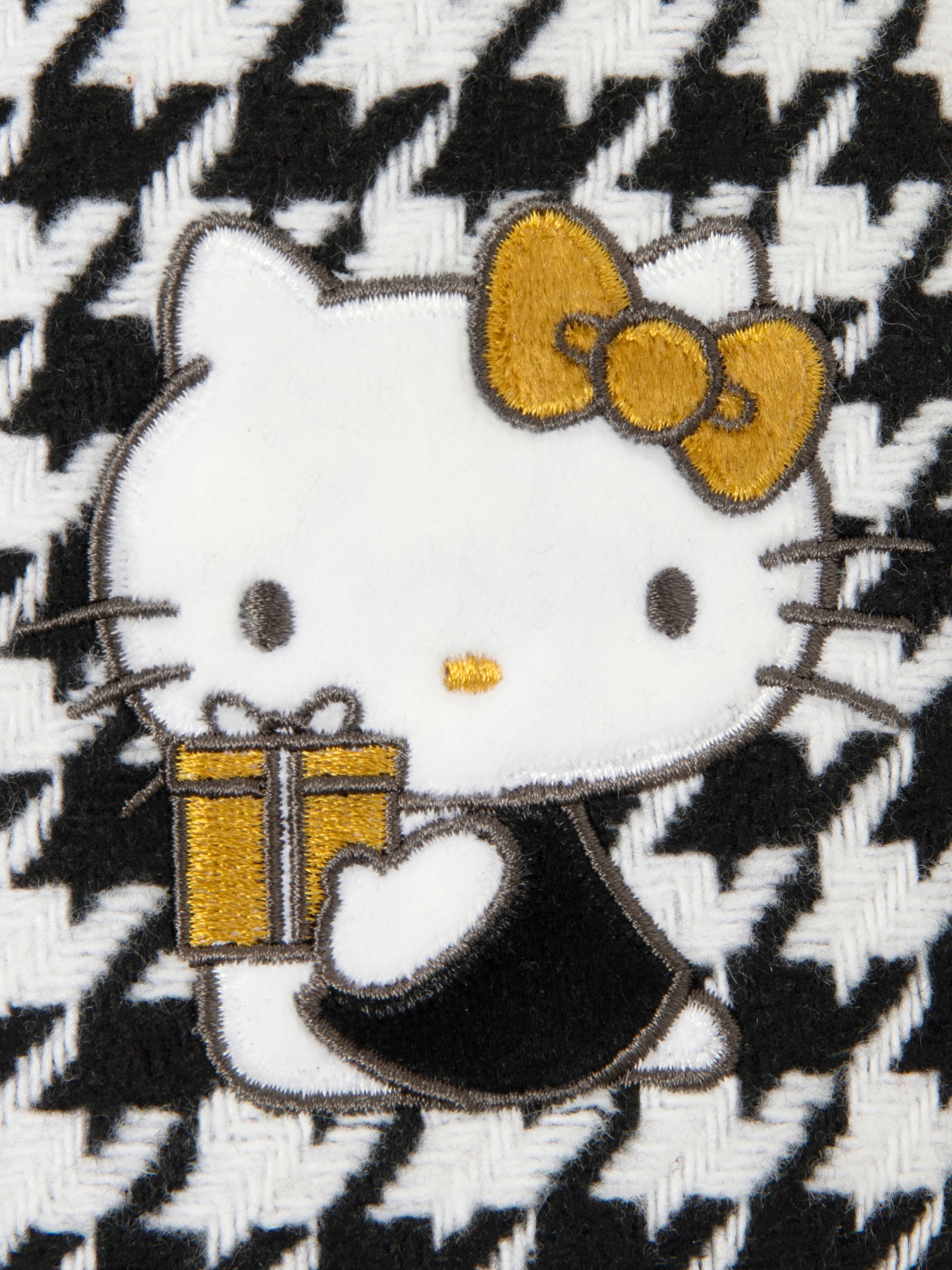 "Hello Kitty" Wool Slippers with Embroidery Houndstooth