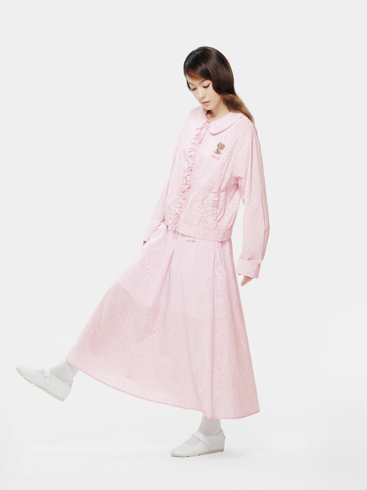 "Hello Kitty" Sun-Protective Outdoor Skirt – Pink Leopard