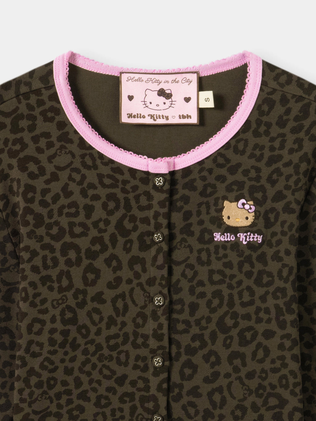 "Hello Kitty" Jersey Rib Jacquard Cardigan – Choco