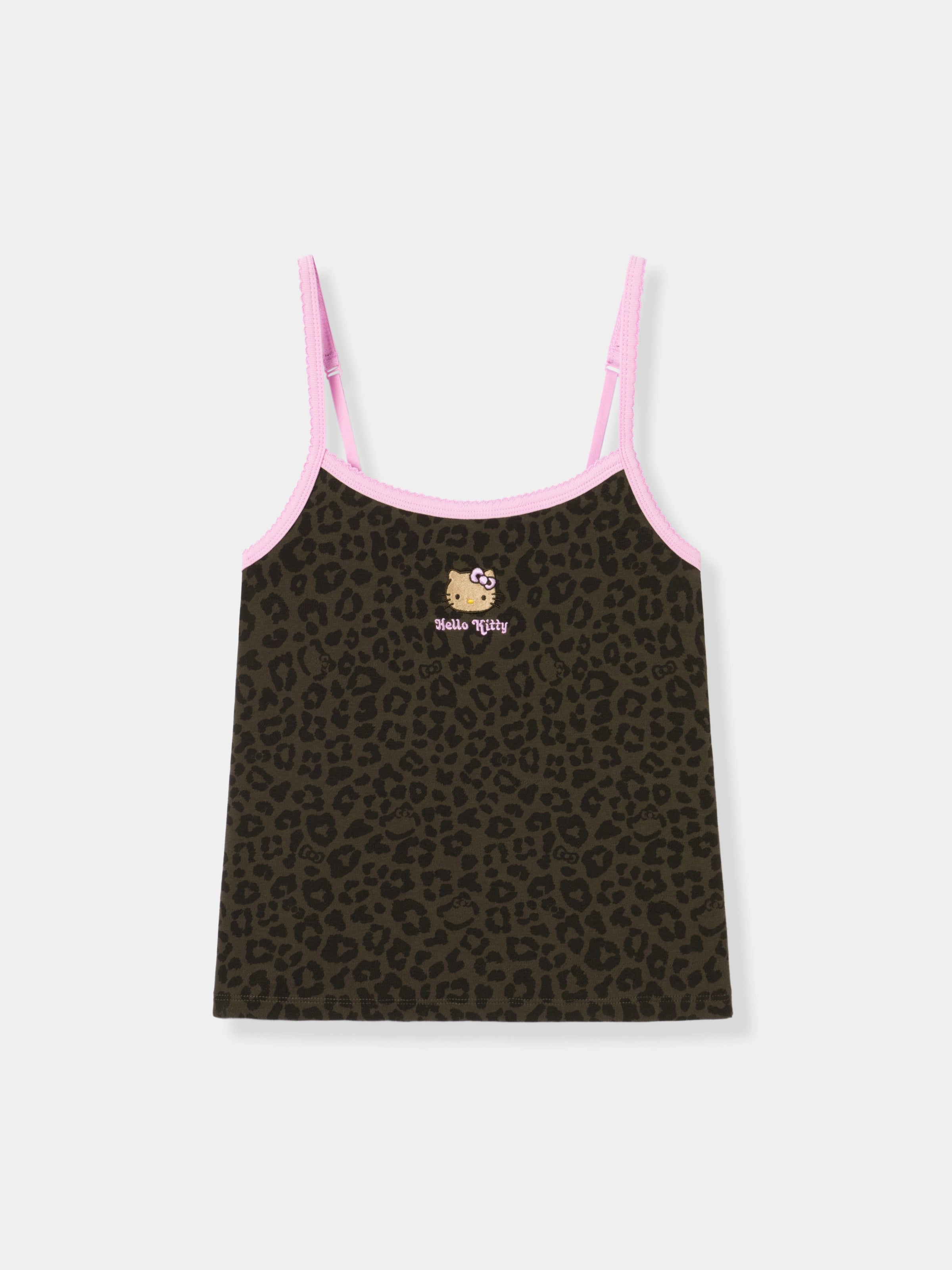 "Hello Kitty" Jersey Rib Jacquard Spaghetti Strap Top & Shorts Pajama Set – Choco