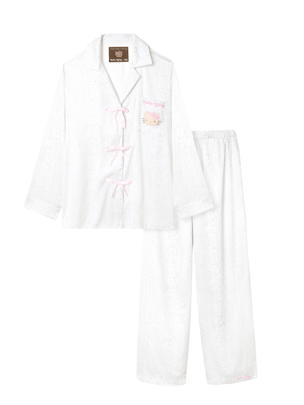 "Hello Kitty" Satin Loungewear Set – Snake Print