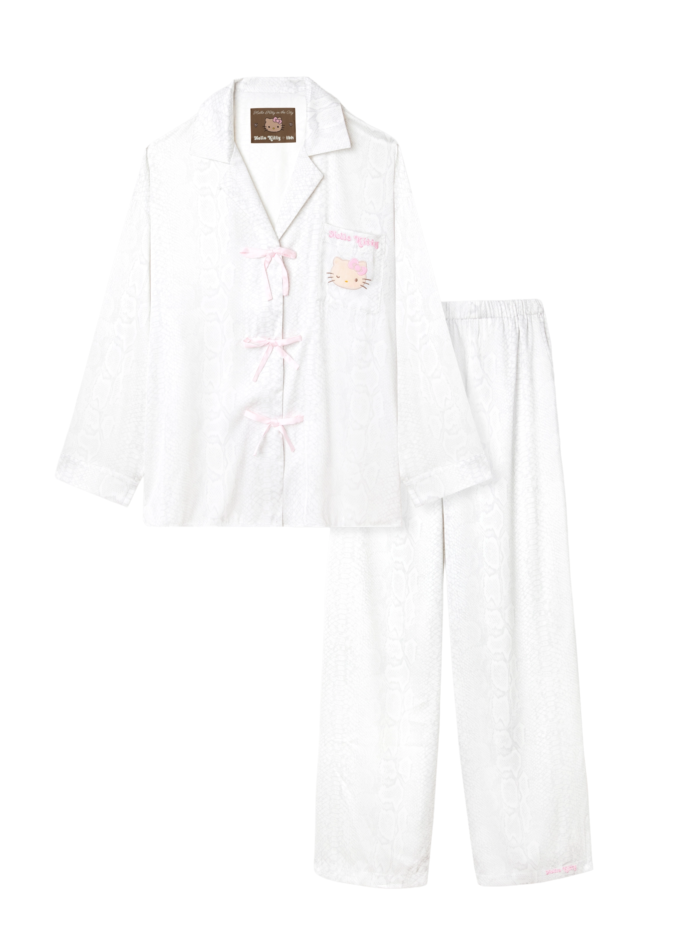 "Hello Kitty" Satin Loungewear Set Snake Print
