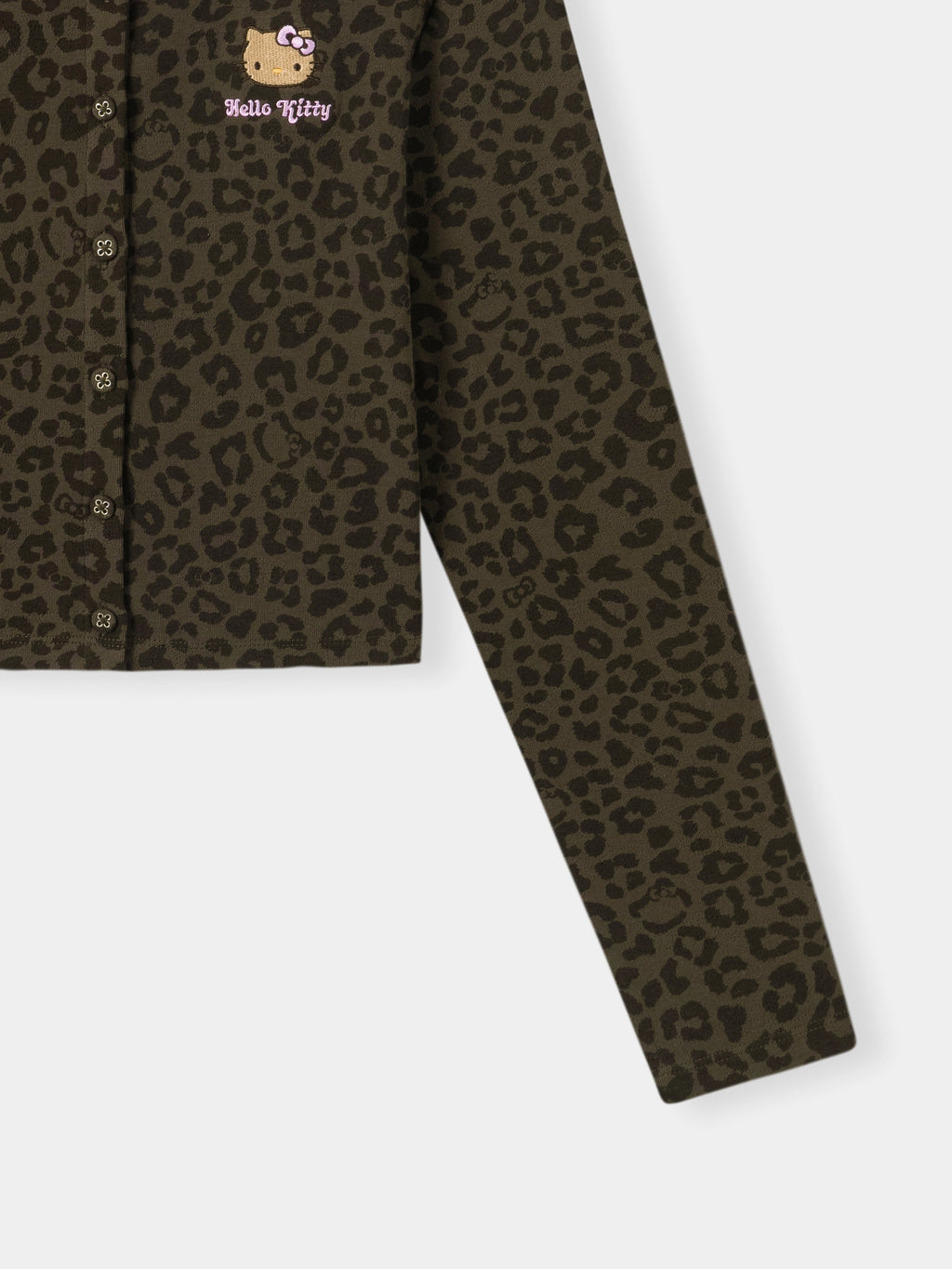 "Hello Kitty" Jersey Rib Jacquard Cardigan – Choco