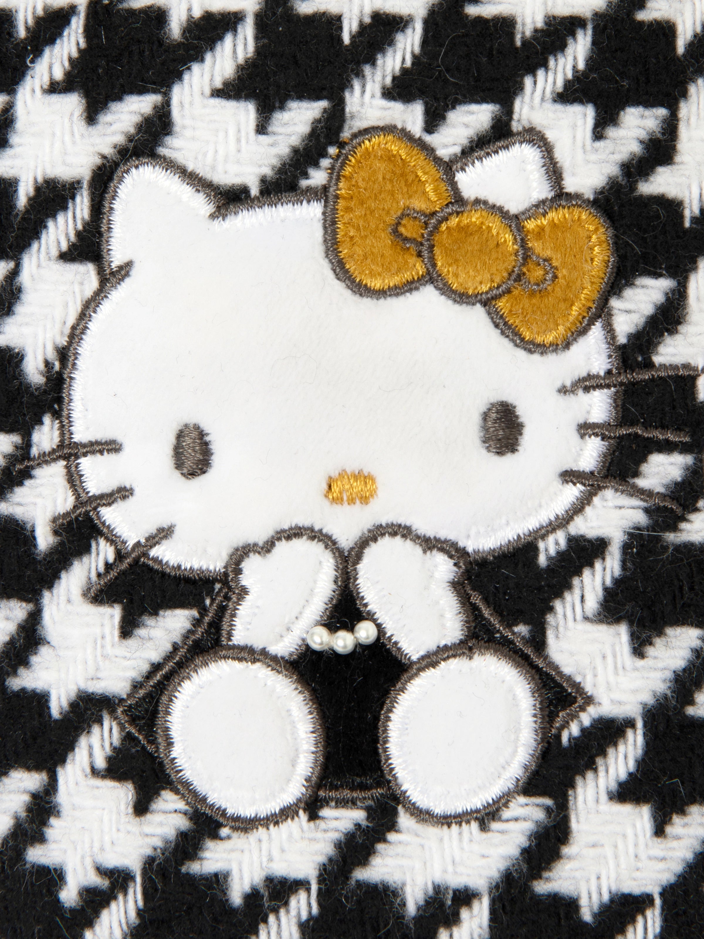 "Hello Kitty" Wool Slippers with Embroidery Houndstooth
