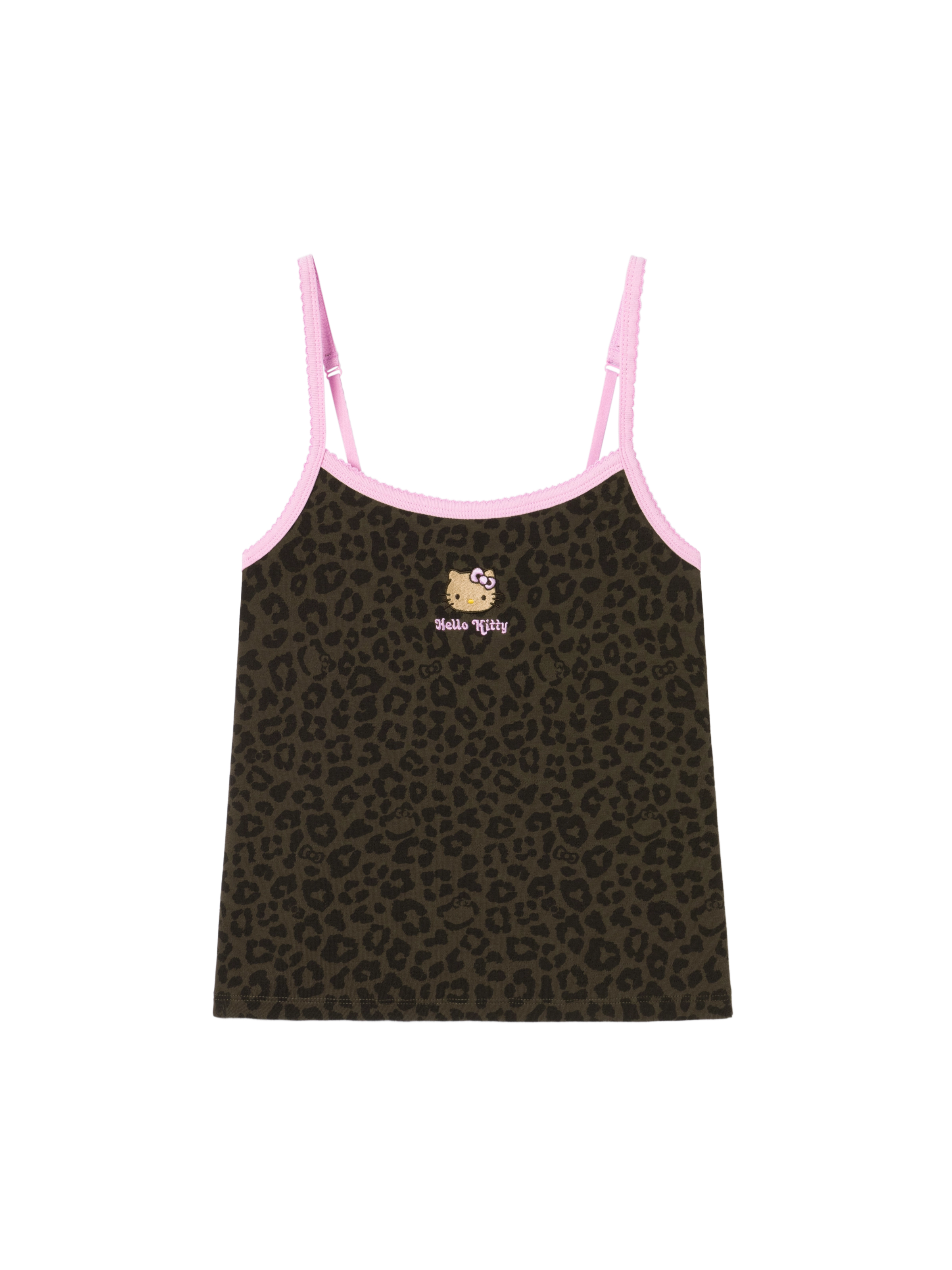 "Hello Kitty" Jersey Rib Jacquard Spaghetti Strap Top & Shorts Pajama Set – Choco