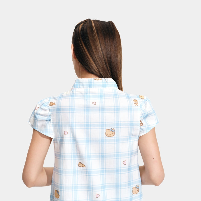 "Hello Kitty" Tencel Cotton Blend Short Sleeve Qipao – Hello Kitty Check