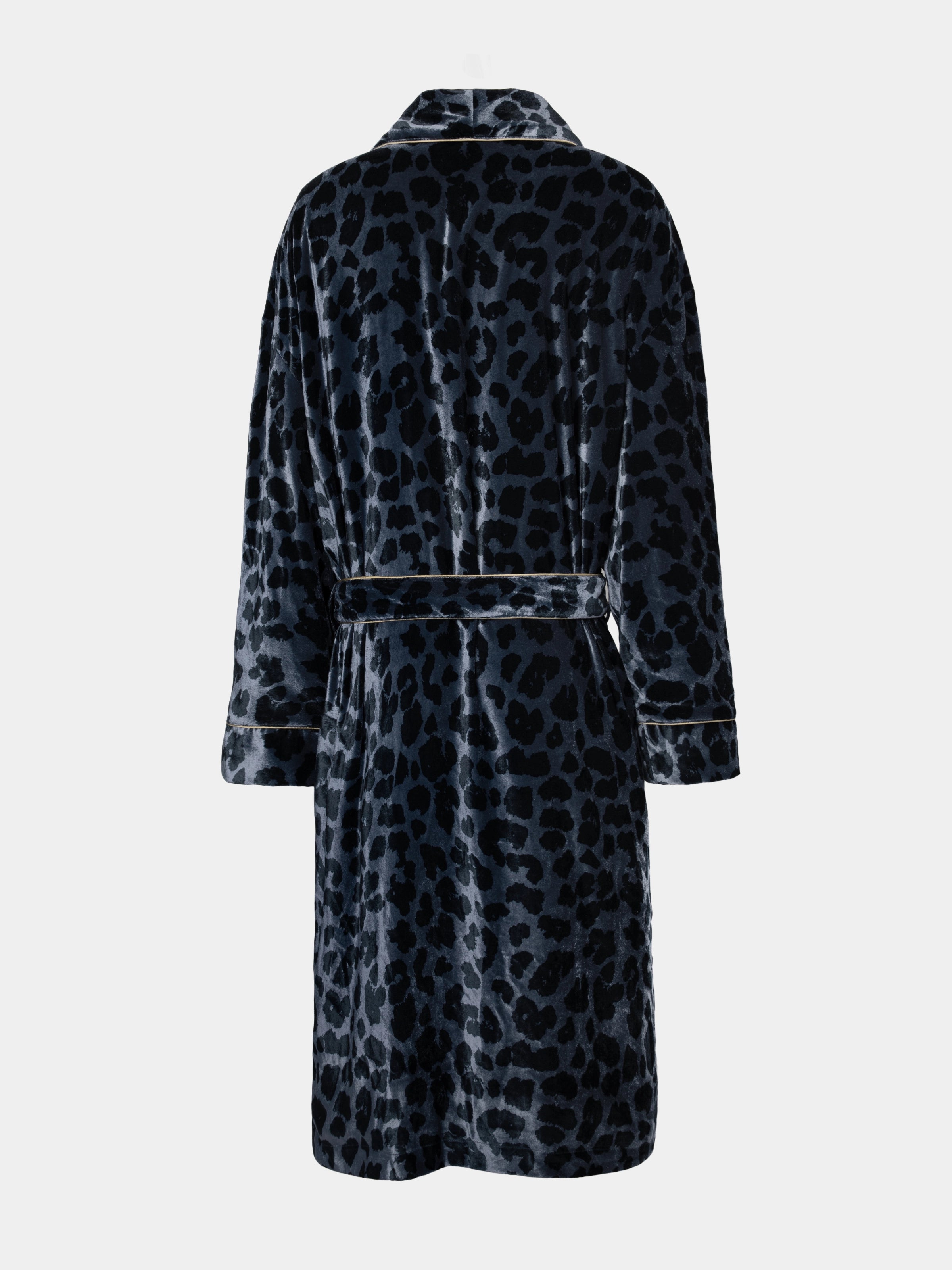 "Urban Jungle" Velvert Robe Blue Leopard Print
