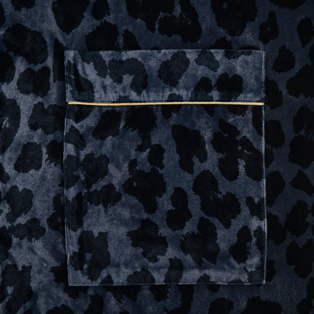 "Urban Jungle" Velvert Robe Blue Leopard Print