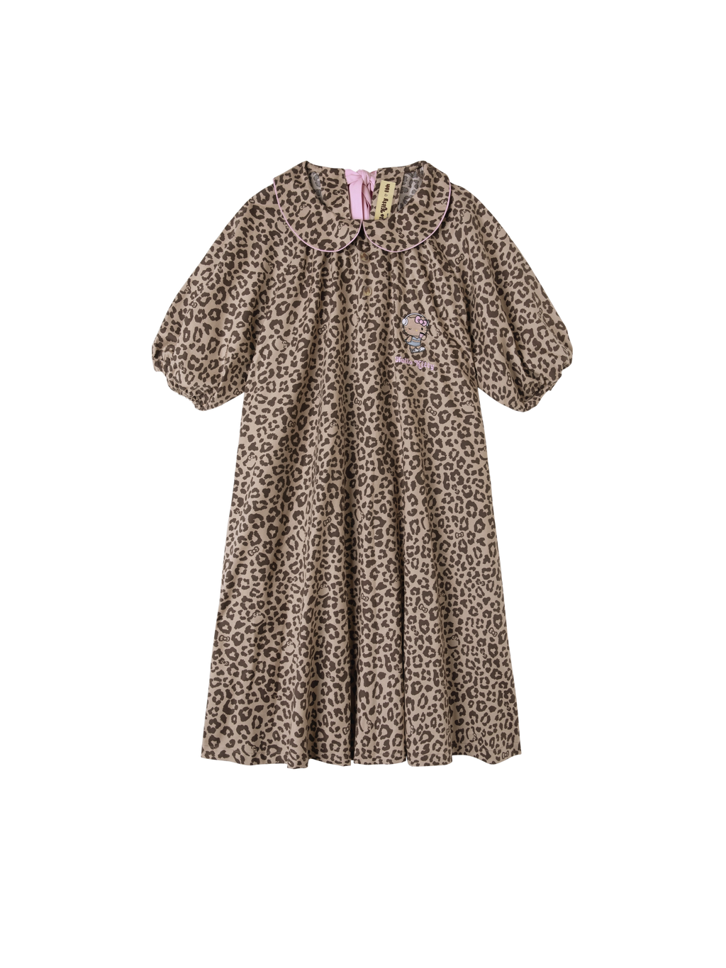 "Hello Kitty" Tencel Cotton Blend Short Sleeve Skirt – Leopard