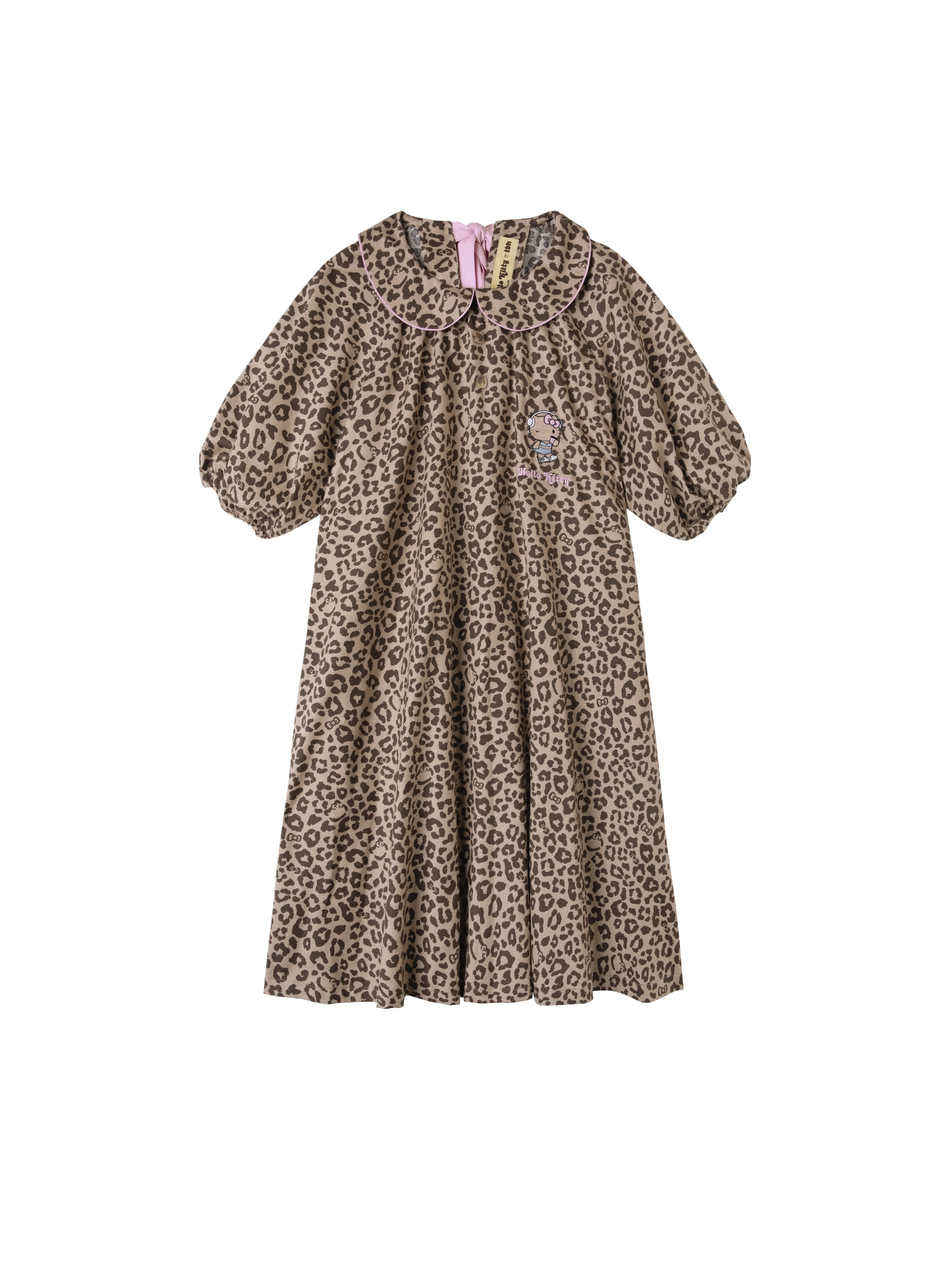 "Hello Kitty" Tencel Cotton Blend Short Sleeve Skirt – Leopard