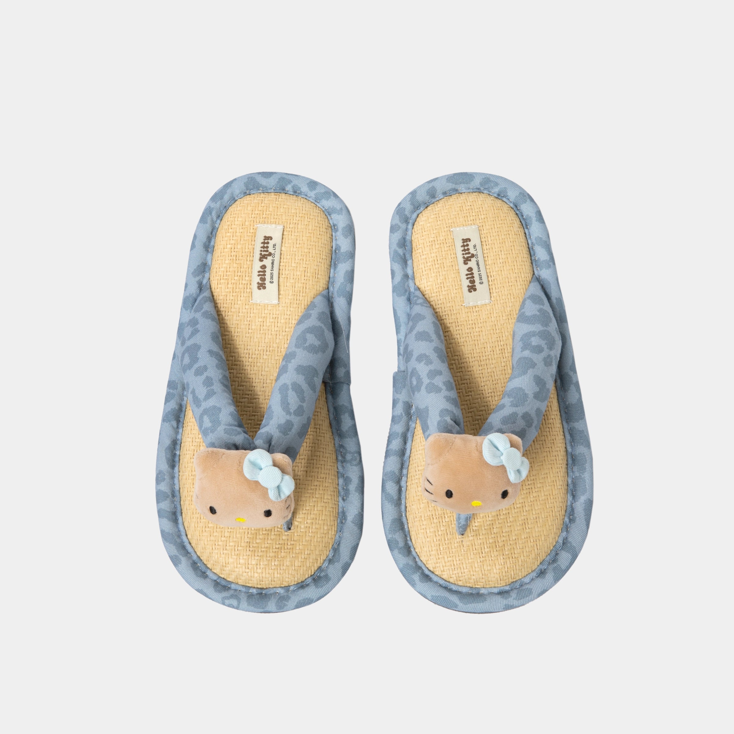 "Hello Kitty" Flip-Flop Slippers Denim Leopard