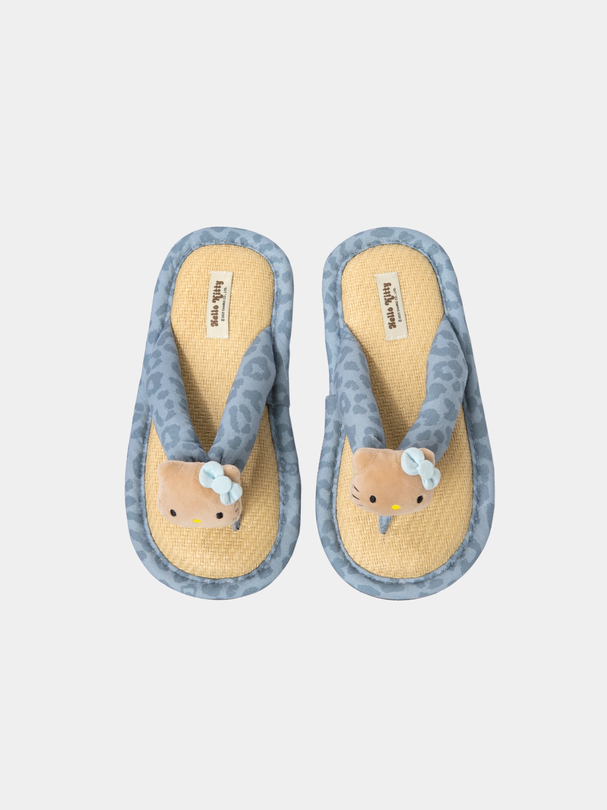 "Hello Kitty" Flip-Flop Slippers Denim Leopard